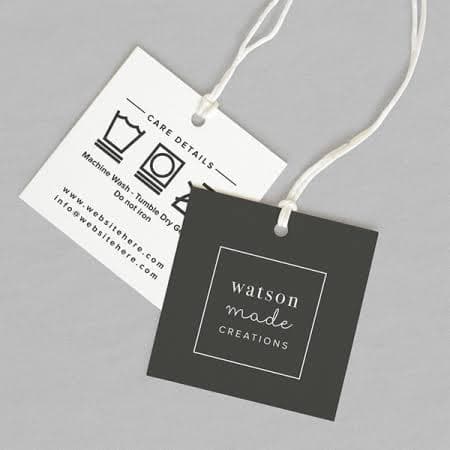 Custom printed retail hang tags and metallic foil product labels